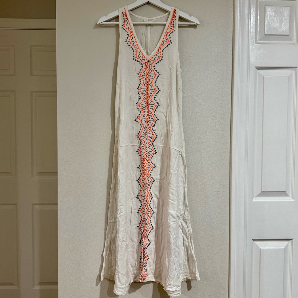 Exist Cream Dress with Orange and Gray Embroidery